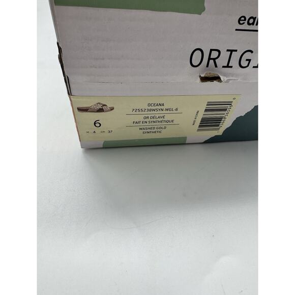 NWB Earth Origins Oceana Gold Quilted Slip On Strappy Sandals Women’s Size 6 - Picture 9 of 9